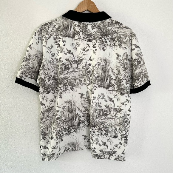 Men’s Ted Baker Black White size 6 Floral Polo - Picture 5 of 6